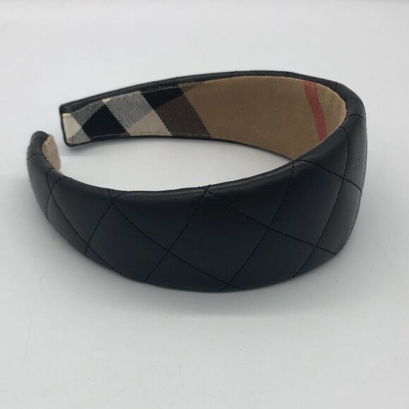 Burberry Quilted Black Leather Headband - Picture 3 of 8